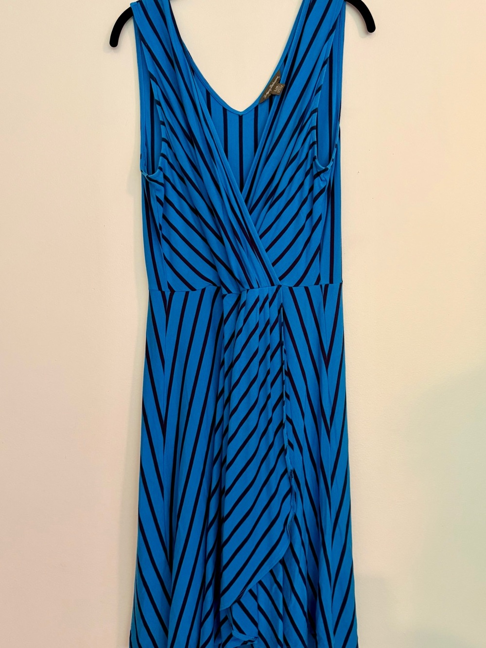 Tommy Bahama Blue and Black Striped Midi Dress Size Large